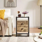 VECELO Modern Nightstand, Bedside End Table with Drawer for Living Room Bedroom, Tempered Glass, Gray