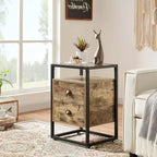 VECELO Modern Nightstand, Bedside End Table with Drawer for Living Room Bedroom, Tempered Glass, Gray
