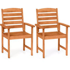 Costway Patio Chairs Set of 2/4 with Inclined Backrests and Slatted Seats for Deck