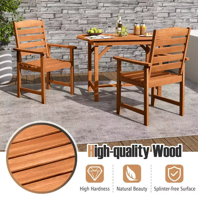 Costway Patio Chairs Set of 2/4 with Inclined Backrests and Slatted Seats for Deck