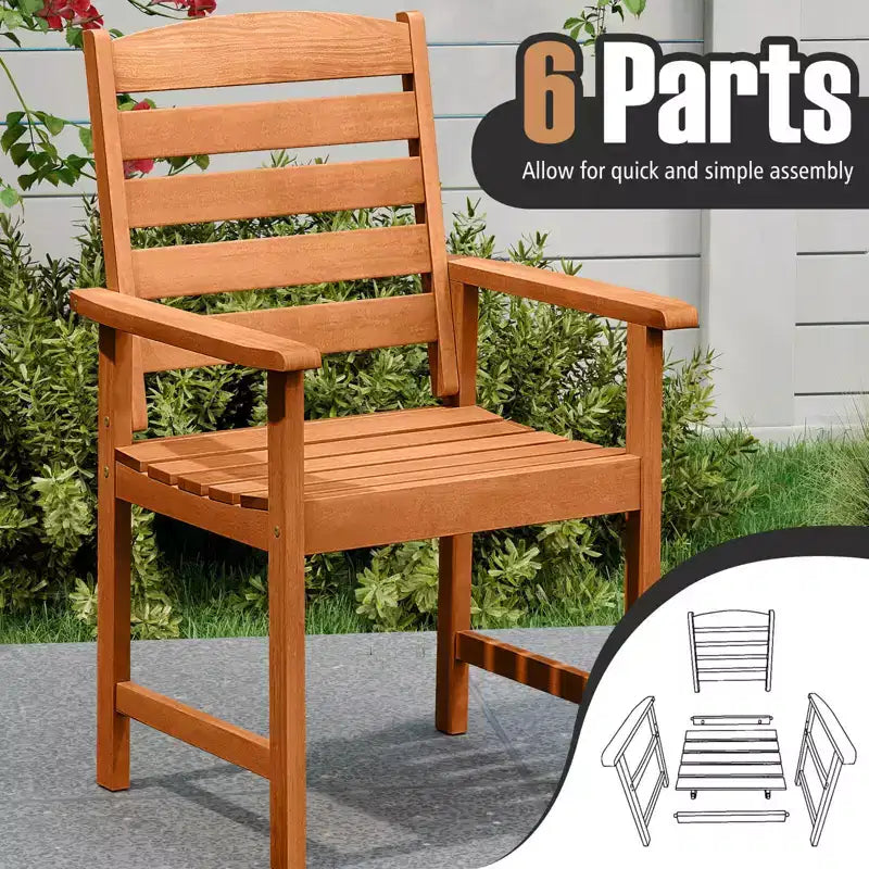 Costway Patio Chairs Set of 2/4 with Inclined Backrests and Slatted Seats for Deck