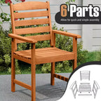 Costway Patio Chairs Set of 2/4 with Inclined Backrests and Slatted Seats for Deck
