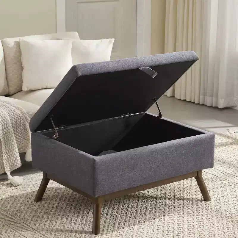 Panca Pouf Contenitore Quadrata Tappezzata Mid-Century Modern Zeus & Ruta per Ingresso, Salotto o Sala Famiglia