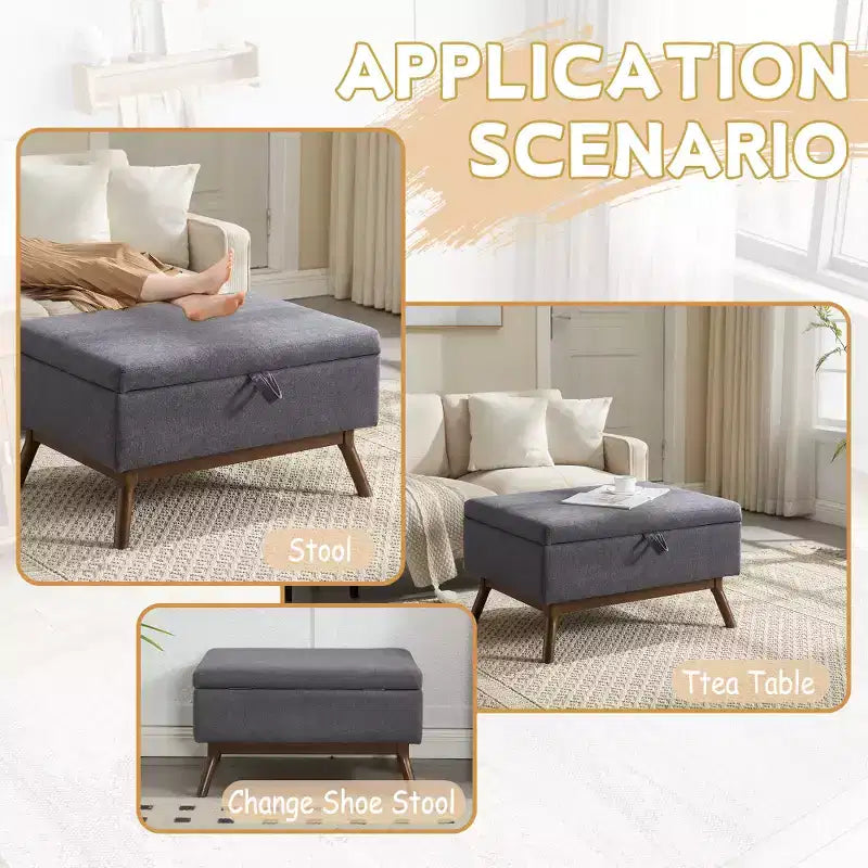 Panca Pouf Contenitore Quadrata Tappezzata Mid-Century Modern Zeus & Ruta per Ingresso, Salotto o Sala Famiglia