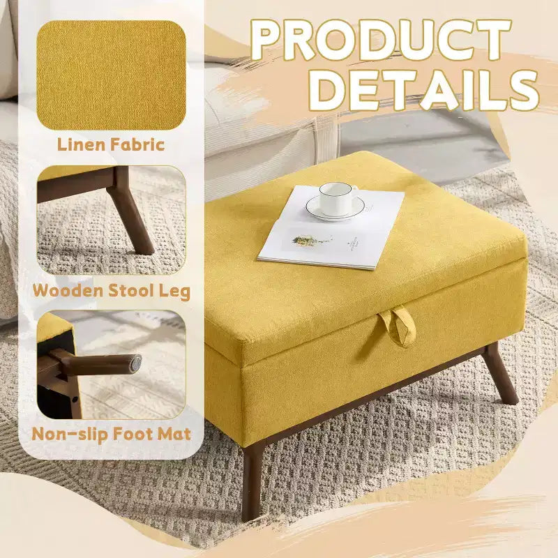 Panca Pouf Contenitore Quadrata Tappezzata Mid-Century Modern Zeus & Ruta per Ingresso, Salotto o Sala Famiglia