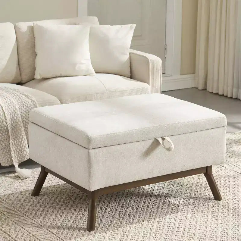 Panca Pouf Contenitore Quadrata Tappezzata Mid-Century Modern Zeus & Ruta per Ingresso, Salotto o Sala Famiglia