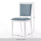 ChaletPosh Set of 6 White Wooden Dining Chair with Light Blue Velvet Cover