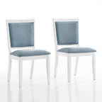 ChaletPosh Set of 6 White Wooden Dining Chair with Light Blue Velvet Cover