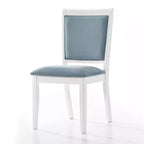ChaletPosh Set of 6 White Wooden Dining Chair with Light Blue Velvet Cover
