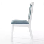 ChaletPosh Set of 6 White Wooden Dining Chair with Light Blue Velvet Cover