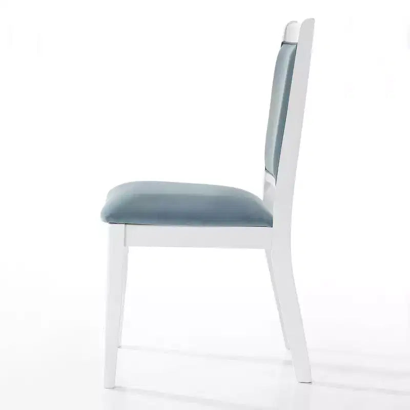 ChaletPosh Set of 6 White Wooden Dining Chair with Light Blue Velvet Cover