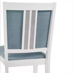 ChaletPosh Set of 6 White Wooden Dining Chair with Light Blue Velvet Cover