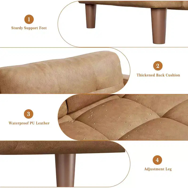 3-Seater Sofa Couch, 83 Wide Faux Leather Sofa Couch with Spring Cushion, Modern Sofa with Deep Seats Orange