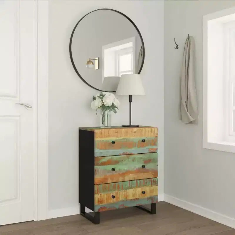 vidaXL Credenza Mista con tonalità di verde, blu, arancione e rosso