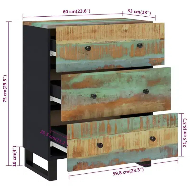 vidaXL Credenza Mista con tonalità di verde, blu, arancione e rosso