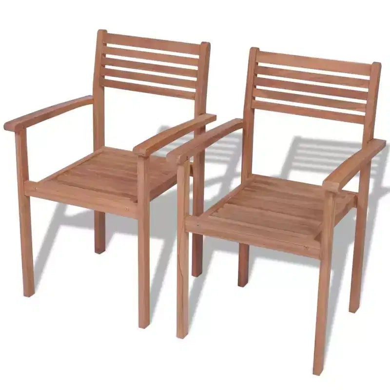 vidaXL Sedie impilabili 2 pz Legno naturale caldo Massello di teak Medie