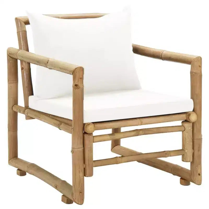 vidaXL Garden Chair Set of 2 Bamboo Bamboo, Polyester Standard Durable