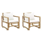 vidaXL Garden Chair Set of 2 Bamboo Bamboo, Polyester Standard Durable