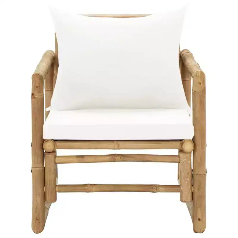 vidaXL Garden Chair Set of 2 Bamboo Bamboo, Polyester Standard Durable