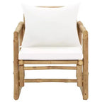 vidaXL Garden Chair Set of 2 Bamboo Bamboo, Polyester Standard Durable