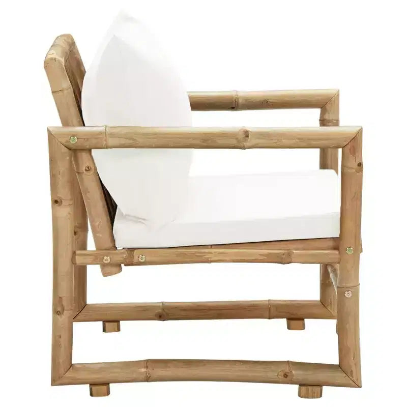 vidaXL Garden Chair Set of 2 Bamboo Bamboo, Polyester Standard Durable