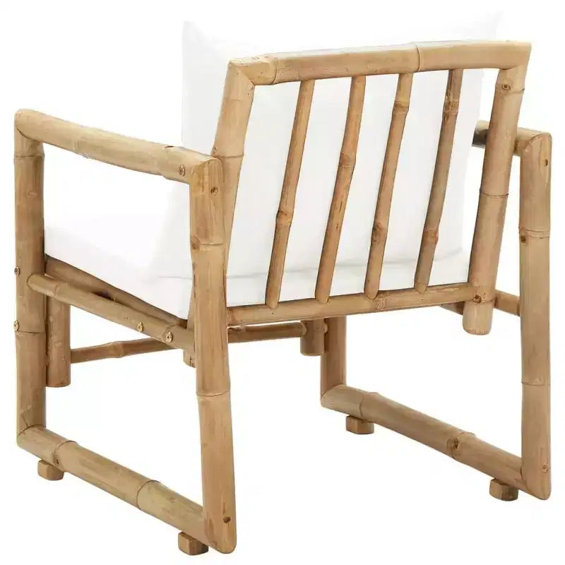 vidaXL Garden Chair Set of 2 Bamboo Bamboo, Polyester Standard Durable