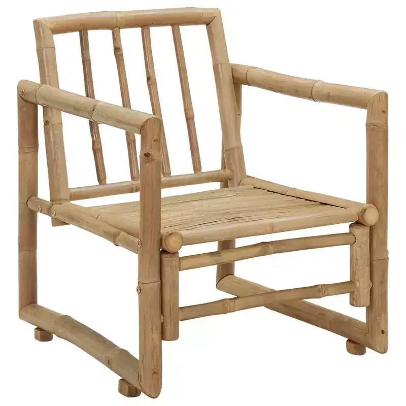 vidaXL Garden Chair Set of 2 Bamboo Bamboo, Polyester Standard Durable
