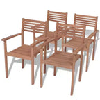 vidaXL Sedie da Giardino Impilabili - Set da 4 | Realizzate in Legno Massello di Teak | Adatte per Case, Uffici e Spazi Esterni