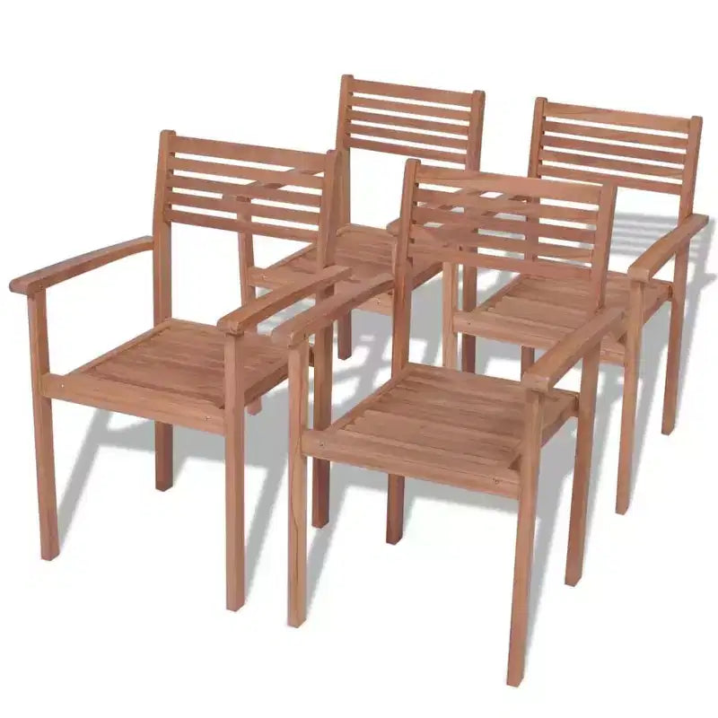 vidaXL Sedie da Giardino Impilabili - Set da 4 | Realizzate in Legno Massello di Teak | Adatte per Case, Uffici e Spazi Esterni