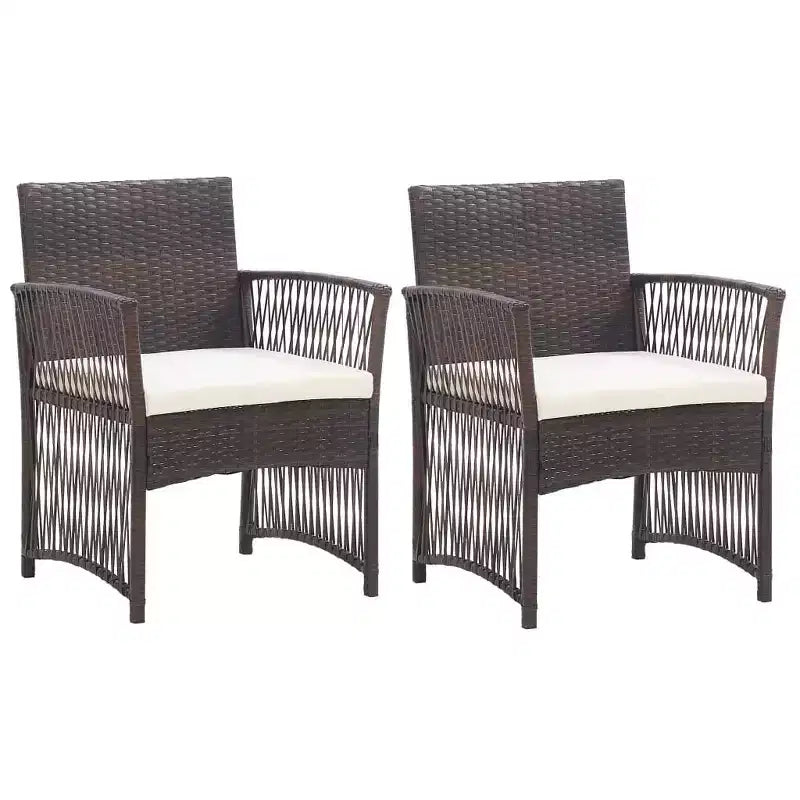 vidaXL Sedie da Giardino 2 pz Sedie da Pranzo da Esterno con Cuscini Polyrattan - Marrone