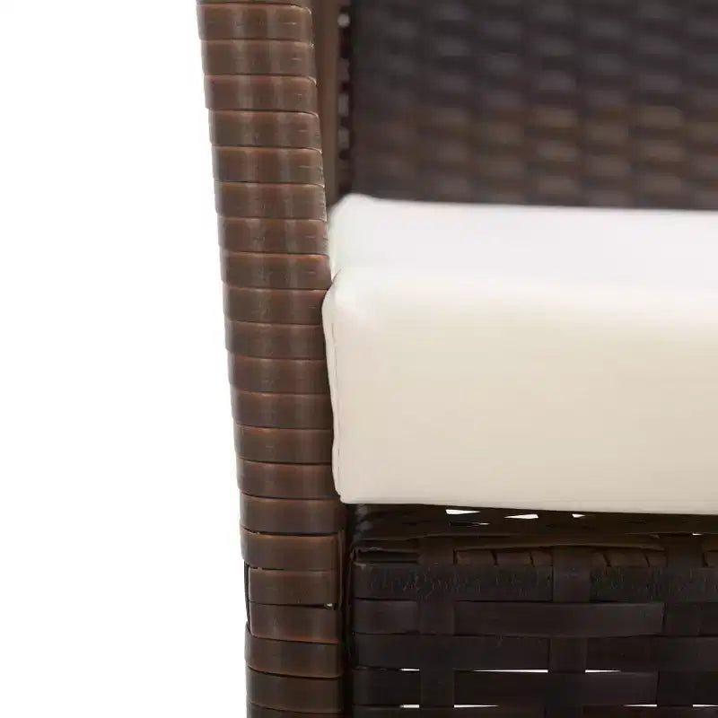 vidaXL Sedie da Giardino 2 pz Sedie da Pranzo da Esterno con Cuscini Polyrattan - Marrone