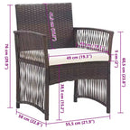 vidaXL Sedie da Giardino 2 pz Sedie da Pranzo da Esterno con Cuscini Polyrattan - Marrone