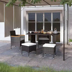 vidaXL 4 Piece Patio Chair and Stool Set Poly Rattan Black - Black