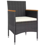 vidaXL 4 Piece Patio Chair and Stool Set Poly Rattan Black - Black