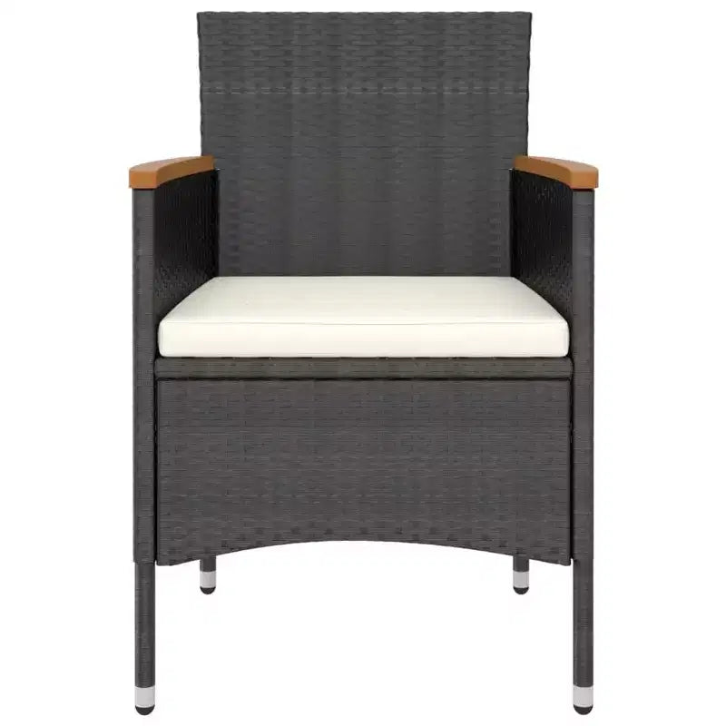vidaXL 4 Piece Patio Chair and Stool Set Poly Rattan Black - Black
