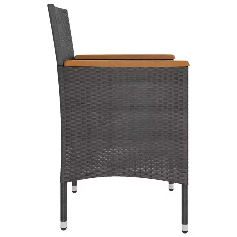 vidaXL 4 Piece Patio Chair and Stool Set Poly Rattan Black - Black