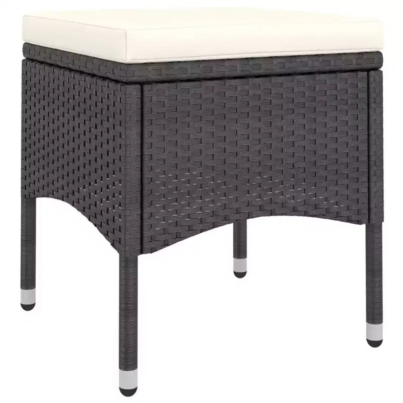 vidaXL 4 Piece Patio Chair and Stool Set Poly Rattan Black - Black