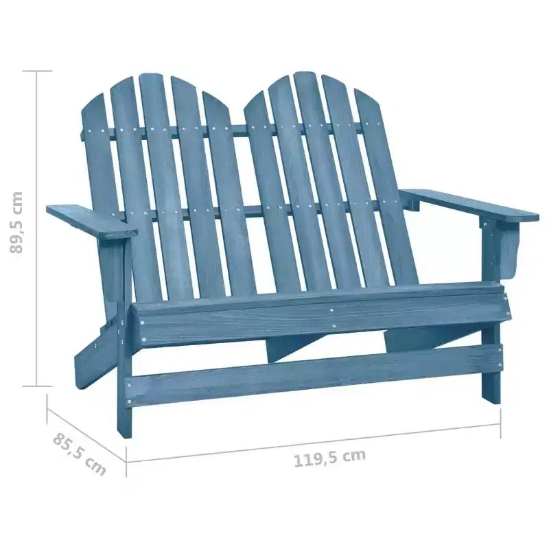 vidaXL 2-Seater Adirondack Garden Chair - Solid Fir Wood - Blue - Patio/Outdoor/Deck Seating - Weather Resistant - Ergonomic Design - Easy Maintenance