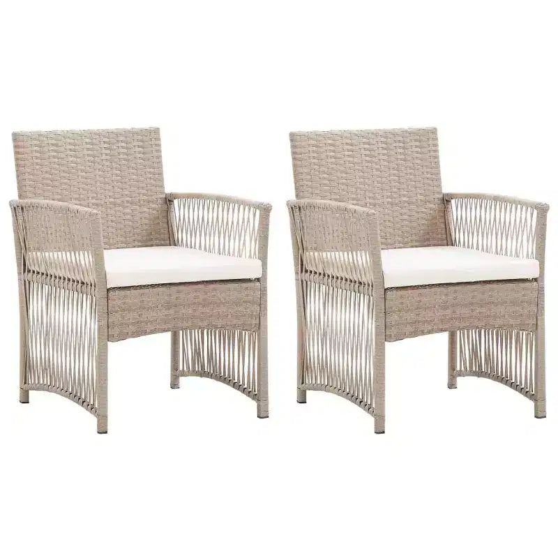 vidaXL Sedie da Giardino 2 pz Sedie da Pranzo da Esterno con Cuscini in Polyrattan - Beige