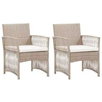 vidaXL Sedie da Giardino 2 pz Sedie da Pranzo da Esterno con Cuscini in Polyrattan - Beige