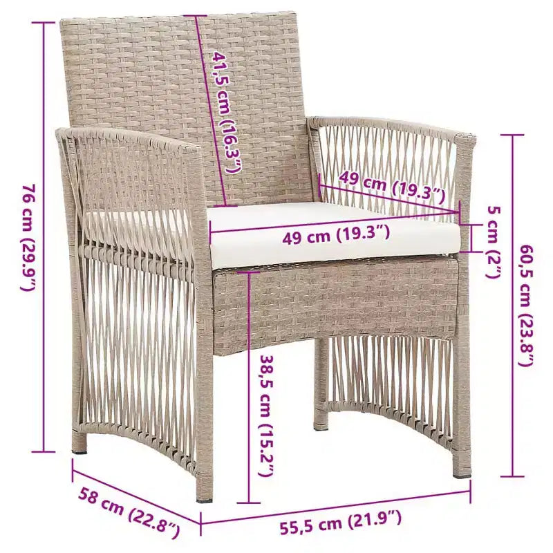 vidaXL Sedie da Giardino 2 pz Sedie da Pranzo da Esterno con Cuscini in Polyrattan - Beige