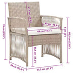 vidaXL Sedie da Giardino 2 pz Sedie da Pranzo da Esterno con Cuscini in Polyrattan - Beige