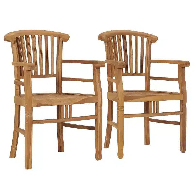 vidaXL Sedie da Giardino 2 pz Sedia da Pranzo da Esterno in Legno Massello di Teak con Braccioli per Portico