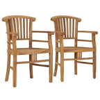 vidaXL Sedie da Giardino 2 pz Sedia da Pranzo da Esterno in Legno Massello di Teak con Braccioli per Portico