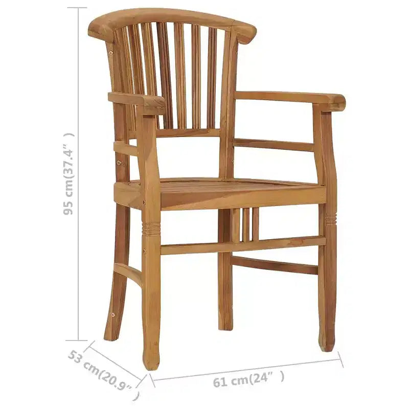 vidaXL Sedie da Giardino 2 pz Sedia da Pranzo da Esterno in Legno Massello di Teak con Braccioli per Portico