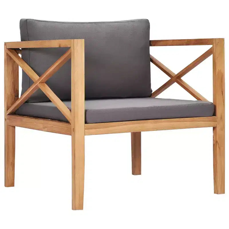 vidaXL Sedia da Giardino Grigio Scuro, Legno Massello di Teak, Tessuto in Poliestere