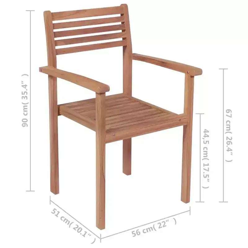 vidaXL Set di 2 Sedie da Giardino in Teak Massello Standard Impilabili