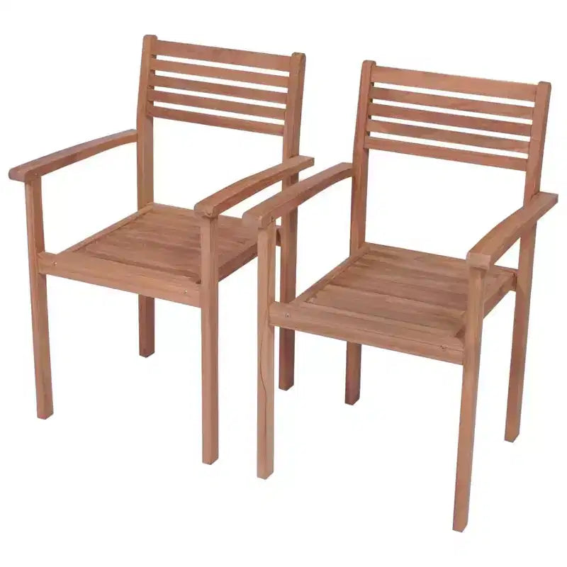 vidaXL Set di 2 Sedie da Giardino in Teak Massello Standard Impilabili