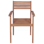 vidaXL Stackable Patio Chairs with Cushions- 8 Pieces, Solid Teak Wood, Suitable for Home, Office, Bar, Caf, Outdoors, Easy Storage, Anthracite