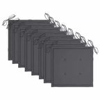 vidaXL Stackable Patio Chairs with Cushions- 8 Pieces, Solid Teak Wood, Suitable for Home, Office, Bar, Caf, Outdoors, Easy Storage, Anthracite